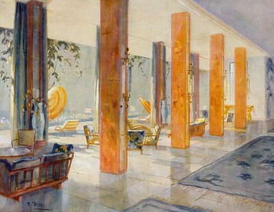 Gartenhalle eines Hotels, 1929 von M. Stier